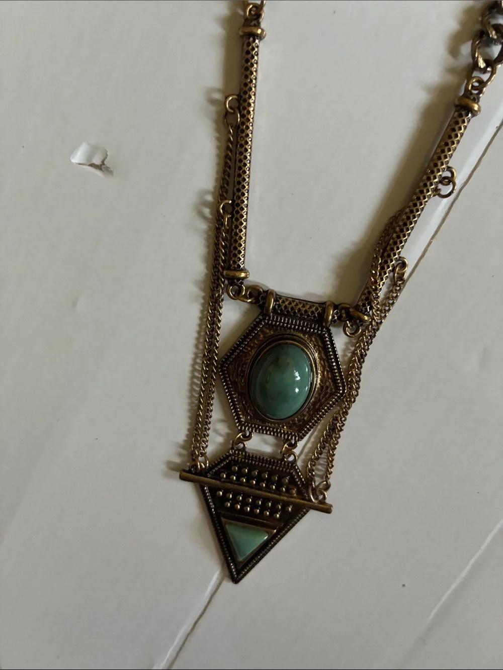 Vintage-Inspired Turquoise Pendant Layered Necklace - Women Jewelry